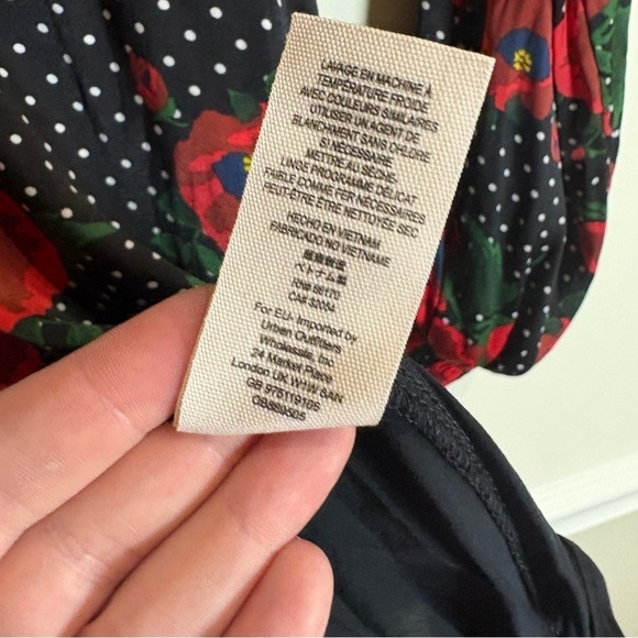 Free People Morning Light Black Print Long Sleeve Mini Dress - Picture 9 of 9